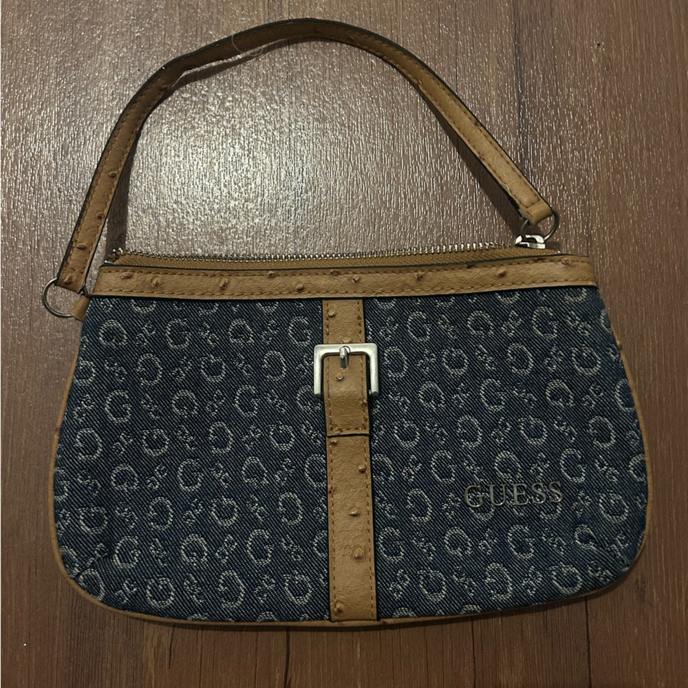 Y2K GUESS Monogram Bag with Leopard Print Interior